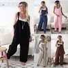 Rompers 2022 New Brand Women Casual Loose Cotton Linen Solid Pockets Jumpsuit Overalls Wide Leg Cropped Pants hot ► Photo 2/5