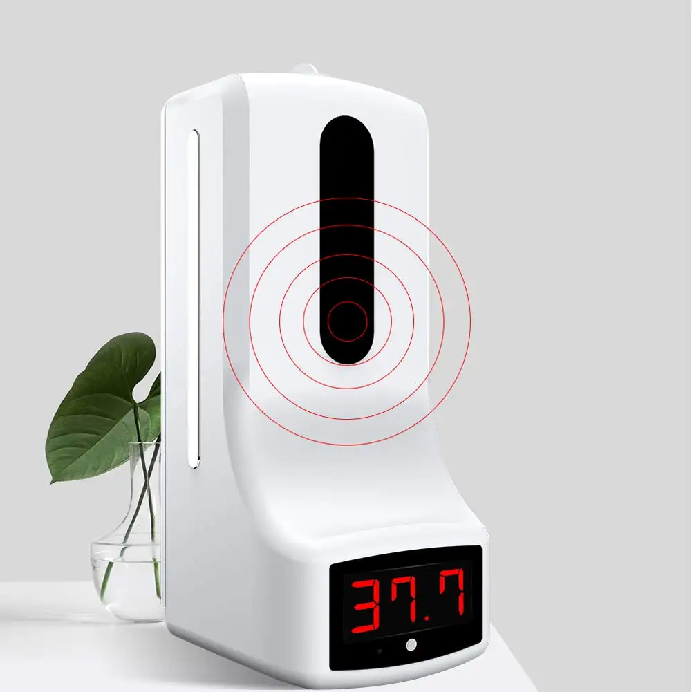 

2 in 1 Touchless Soap Dispenser + Wall-Mounted Infrared Thermometer 1000ml Capacity Automatic Hands Free Alcohol Liquid Sanitize