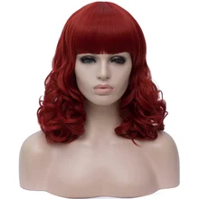 Женские красные парики косплей короткие кудрявые синтетические для черно-белых женщин Cos парики