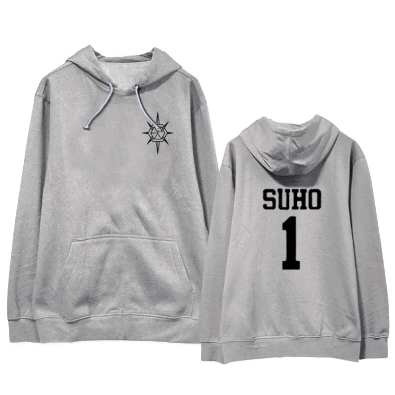 Mainlead EXO PLANET#5-разведочные хлопковые Толстовки BAEKHYUN CHANYEOL Толстовка SEHUN - Цвет: SUHO GRAY