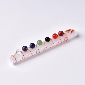 

Seven Chakra Healing Crystals Stones Selenite Stick Wand for Yoga Meditation Spiritual Reiki Beads Wire Wrapped Healing Stone