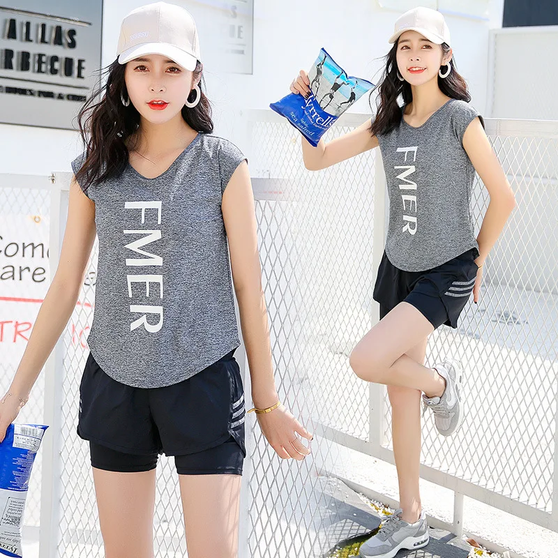 

Fen Meier 2019 New Style Yoga Clothes Three-piece Set Summer Loose Fashion Slimming Quick-Dry Fitness Sports WOMEN'S Suit