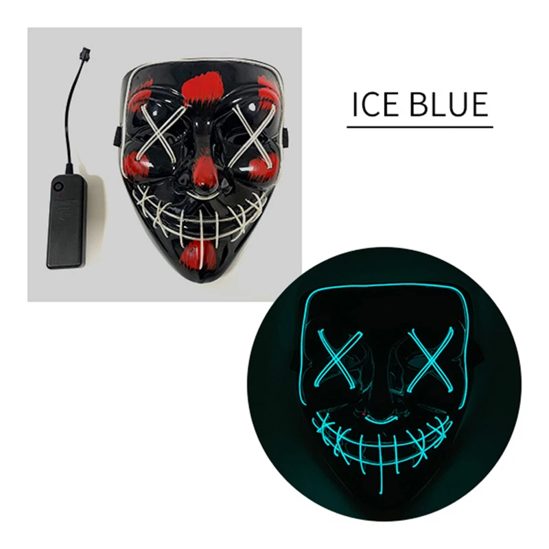 Crystal Blue Хэллоуин СВЕТОДИОДНЫЙ светящаяся маска Люминесцентная маска страшная маска для тематическая вечеринка Хэллоуин Бар Show Новинка освещение для всех святых День святого Валентина - Цвет: Crystal Blue