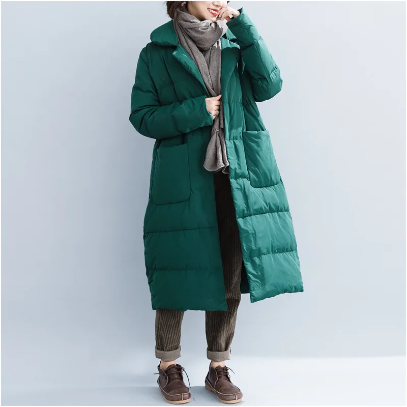 

Johnature Autumn Winter Thickened Loose Turn-down Collar Covered Button Women Jackets 2019 New Solid Color Pockets Female Coats