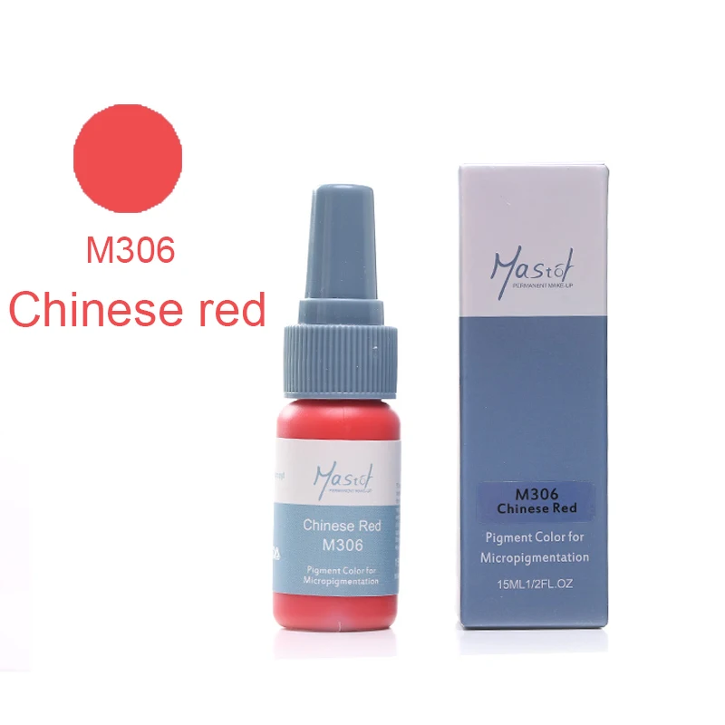 M306 Chinese red Mastor Permanent Makeup tattoo ink, pure organic liquid pigment 1/2Oz(15ml) for eyebrow/lip tattoo ink - Color: M306 Chinese red