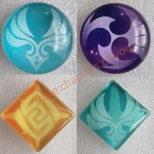 Genshin – autocollants magnétiques en verre, Cosplay, œil de dieu, 7 éléments, électro Pyro, Anemo, Cryo, cadeaux du nouvel an 