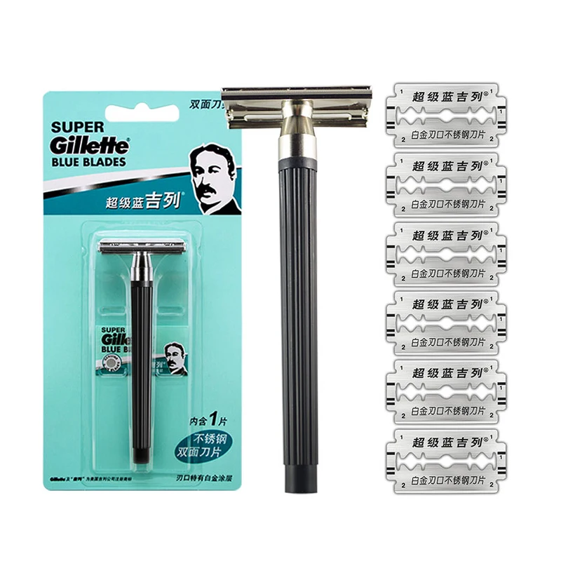 Gillette Super Blades Blue Blades For Men Rasatura Doule Face Blades Striaght Shaver For Beard Stianless Steel Deep Remove Hair