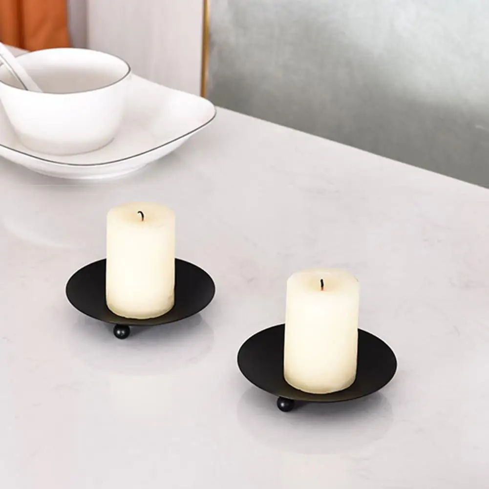 2 Colors 2Pcs Convenient Retro Style Beautiful Candle Stand Reusable Candle Stand Exquisite   for Home