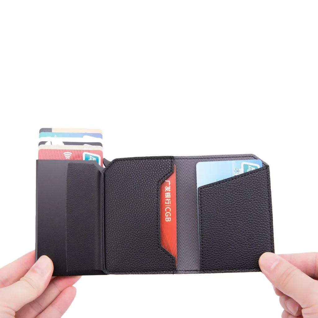 Кошелек Бизнес ID держатель для карт протектор Hasp Rfid всплывающий Кошелек Алюминиевый металлический кредитный бизнес мини карточный кошелек Прямая поставка