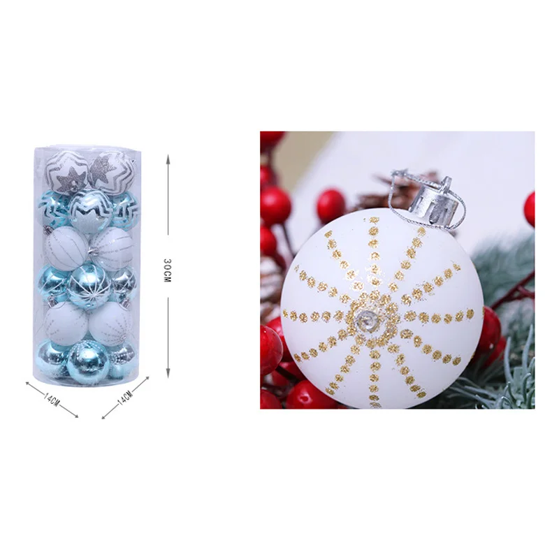 24Pcs Christmas Tree Ball Decoration Ornaments 6cm Colorful Balls New Year Gifts Christmas Display Landscape Layout