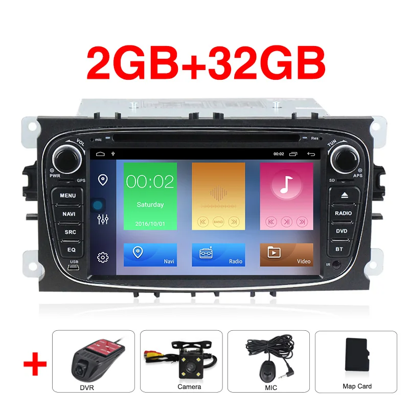 Новинка! HD1024* 600 2din Android 9,1 автомобильный Радио dvd-плеер gps навигация для FORD/Focus/S-MAX/Mondeo/C-MAX/Galaxy/Kuga 2+ 32G wifi - Цвет: Car dvd camera DVR B