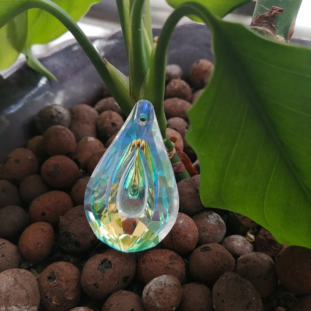 AB Colorful Drop Crystal Prisms Pendant Chandelier Suncatcher Rainbow Hanging Ornament Home Decor Lighting Lamp 2pcs