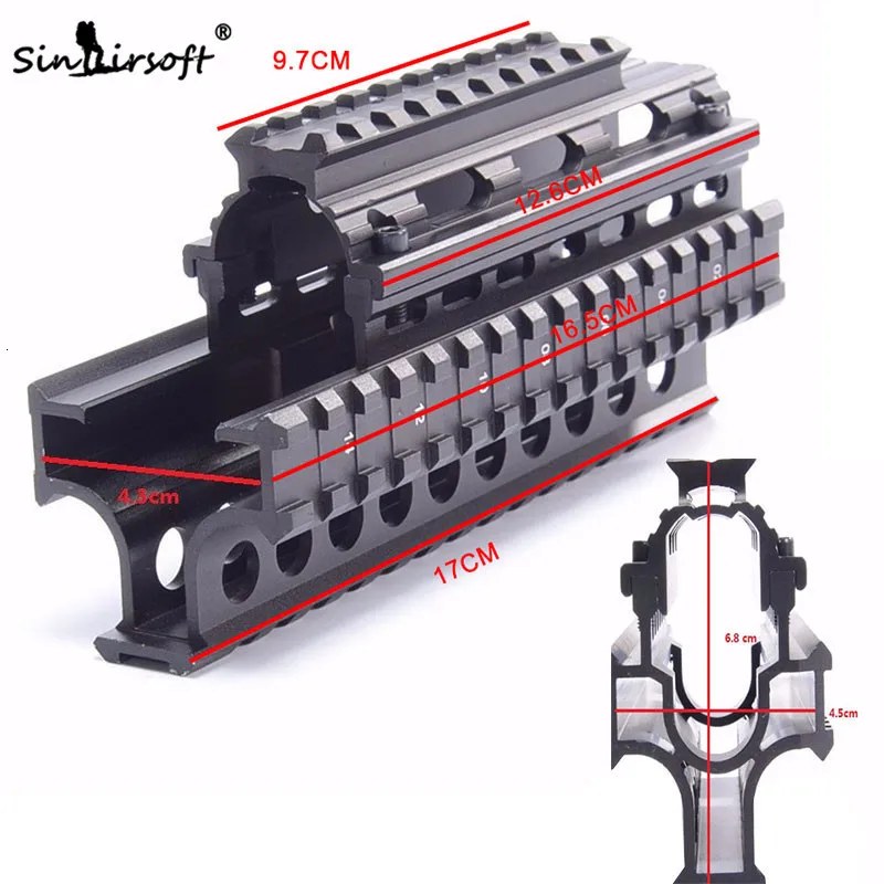 Yugo M70 AK Quad Rail Handguard для лазерных точечных прицелов Riflescope Mount V-cut for Co-witness with Iron Sights MTU011