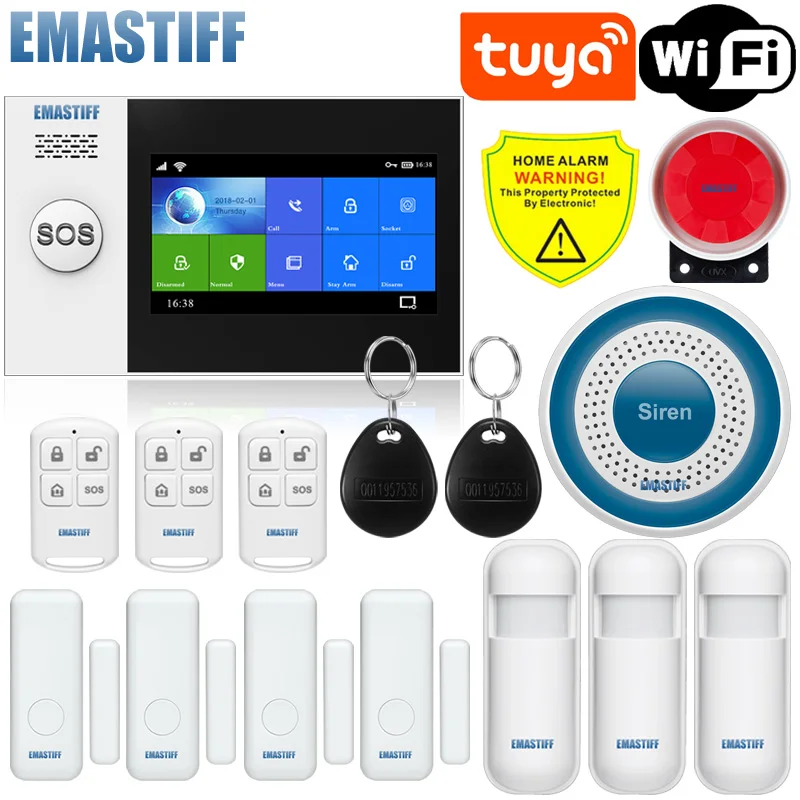 

Tuya 4.3 Inch TFT Screen WIFI GSM Home Burglar Security Alarm System Wire Motion Detector APP Control Fire Smoke Detector Alarm