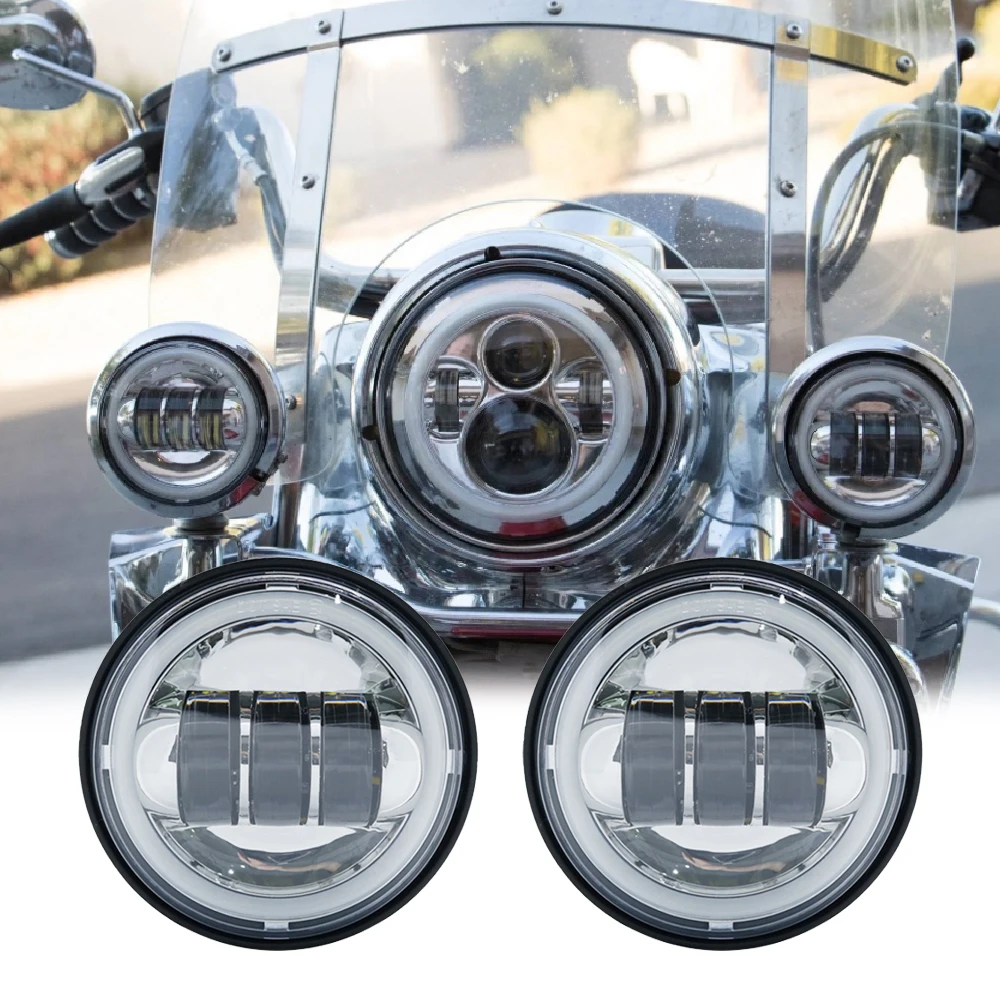 2 Pcs 4.5 INCH Motorcycle Led Fog Lamp 4-1/2&quot 30W Chrome DRL LED Auxiliary Passing Light |