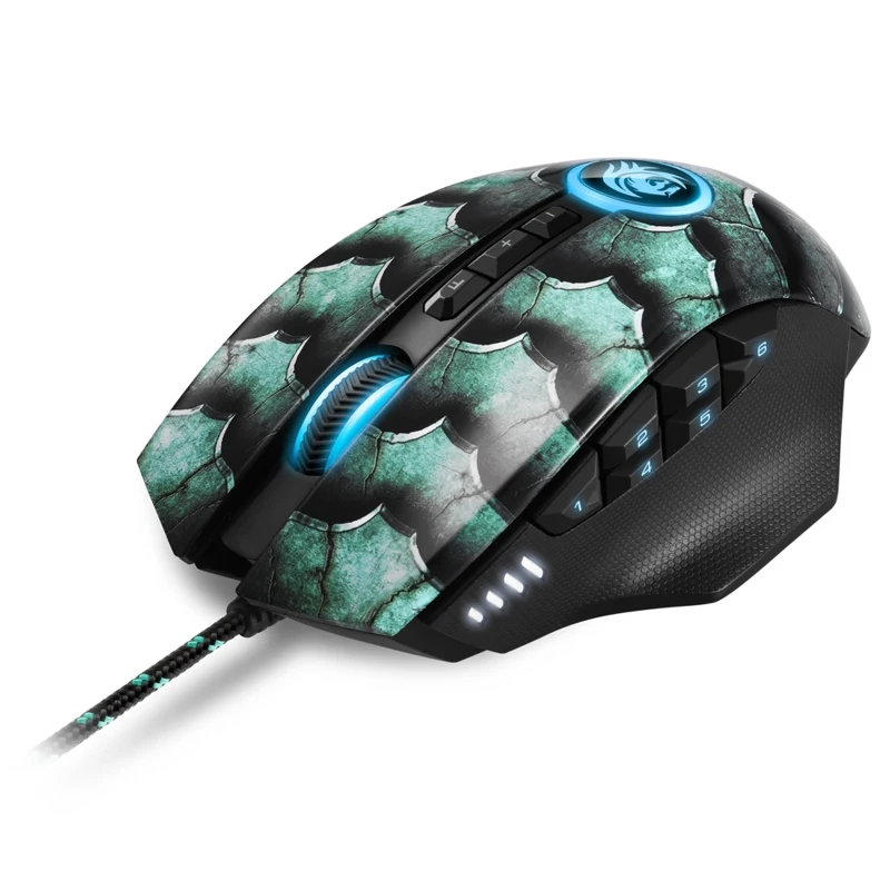Мышь Sharkoon Drakonia II Green, оптическая, 15000 dpi, USB, подсветка RGB, цвет: черный/зеленый