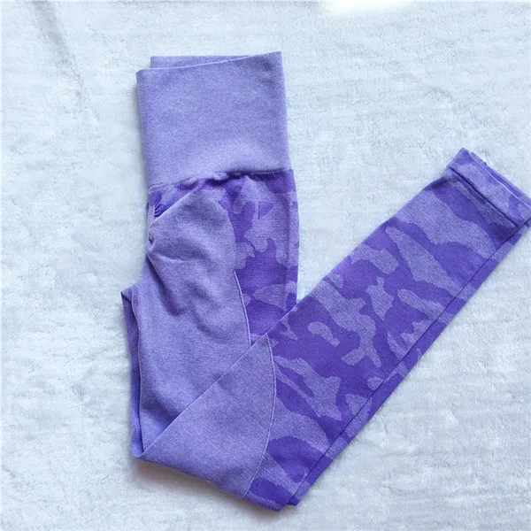 Pad Engery, камуфляжный комплект пуш-ап для йоги, Женский бесшовный бюстгальтер для фитнеса, йоги, завышенная талия, для спортзала, камуфляжные леггинсы, для фитнеса, спортивные костюмы для тренировок - Цвет: CB135 violet pant