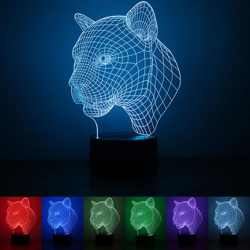 3D ночник с питанием от USB форма леопарда светодиодная настольная лампа