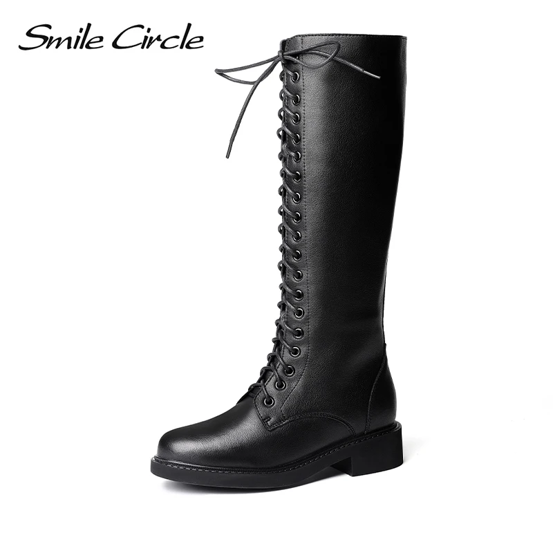 Женские сапоги до бедра Smile Circle черные длинные на молнии сбоку теплая зимняя