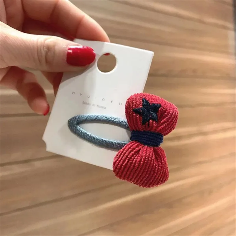 red bow clip 5 шт./лот; Новинка; Модные Детские эластичные резинки для волос с милым мультяшным кроликом; аксессуары для волос для девочек; заколка для волос с бантом - Цвет: red bow clip
