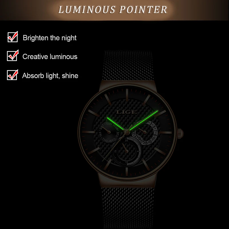 LIGE New Women Fashion Watch Creative Lady Casual Watches Stainless Steel Mesh Band Stylish Desgin Luxury Quartz Watch for Women LIGE New Women Fashion Watch Creative Lady Casual Watches Stainless Steel Mesh Band Stylish Desgin Luxury Quartz Watch for Women