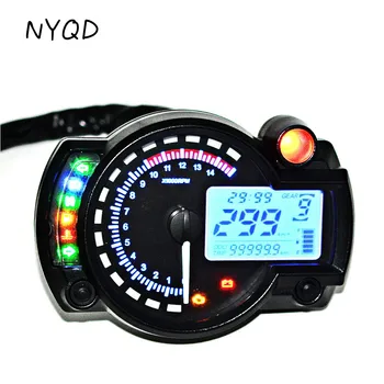 

WUPP 15000 RPM Meter Motorcycle Digital Speedometer Tachometer Odometer LCD Fuel Gauge DC 12V MAX 299KM/H 7 Color Adjustable