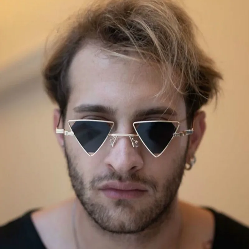 Retro Alloy Triangle Punk Sunglasses Men Hollow Eyewear Candy Colors Gradient Gothic Sun Glasses For Women Openwork Metal Frame |