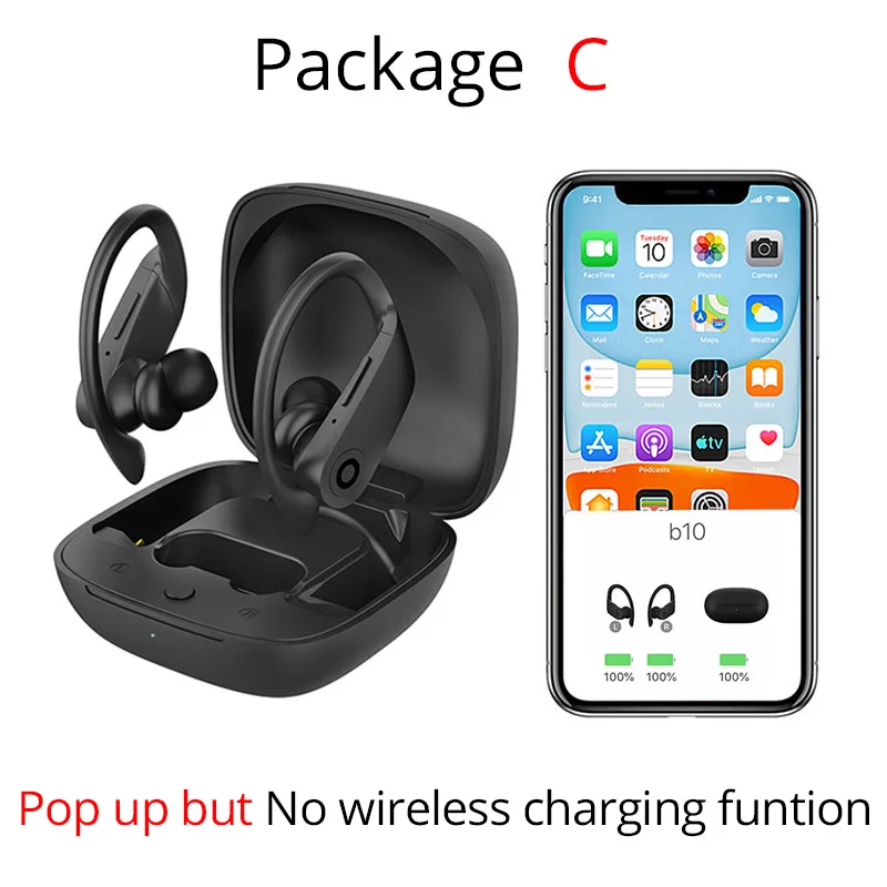 C Pop Up B10 tws всплывающие беспроводные наушники Bluetooth 5,0 водонепроницаемые 6D стерео спортивные наушники с микрофоном PK i200 tws i500 - Цвет: C Pop Up
