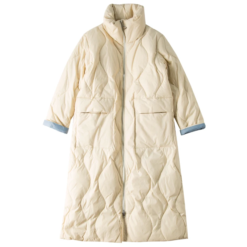 SuyaDream женские теплые пуховые пальто со стоячим воротником, однотонные Стеганые Длинные парки, зимняя верхняя одежда