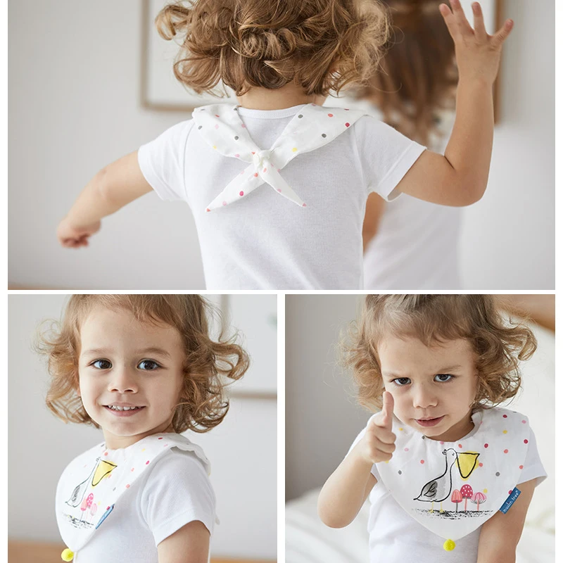 WARMOM 0~3 Years Baby Saliva Towel Cotton Baby Bib Newborn  Cartoo Triangle Saliva Towel Boys Girls Feeding Tool Baby Stuff
