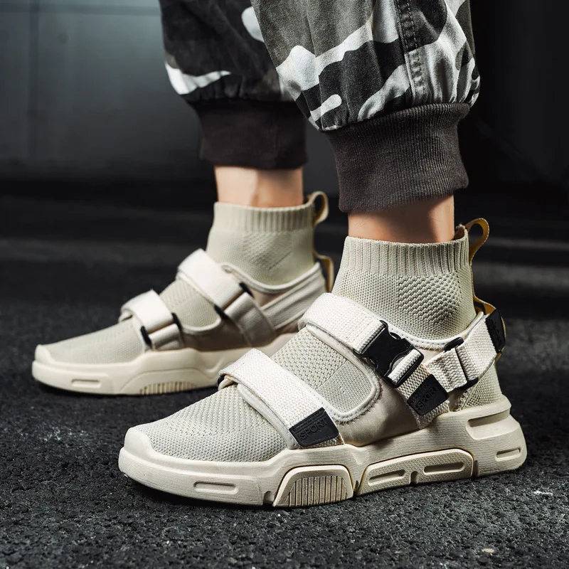 

High-top Board Shoe Men's Fashion Summer Canvas Shoes Hip Hop Shoe Men's Popular Brand Hip-hop Shoes Socks Trendy Shoes Cool MEN