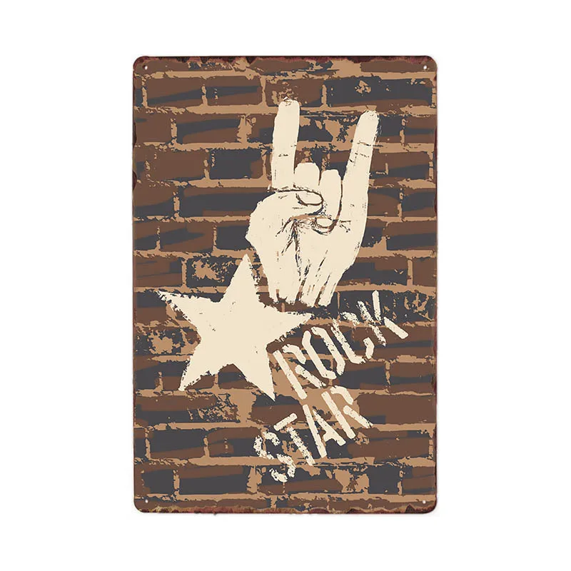 Рок-н-ролл Винтаж металлические знаки бляшки Рокки Ретро Rockstar Плакат Бар украшения паб декорации Декор для дома 20x30 см - Цвет: 981837
