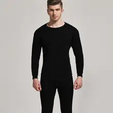 Мужское термобелье, 2 шт, зимний термальный костюм с круглым вырезом, сохраняющий тепло, одежда для сна, Топы+ штаны, комплект нижнего белья, термо белье для мужчин, zimnee T