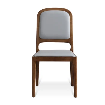 

Dining Chair Home Nordic Restaurant Solid Wood Leather Chair Backrest Bench Leisure Creativity