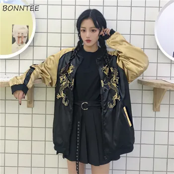 

Jackets Women Harajuku Embroidery Patchwork Loose Korean Style Leisure Womens Clothing Trendy Students Simple Daily Spring New