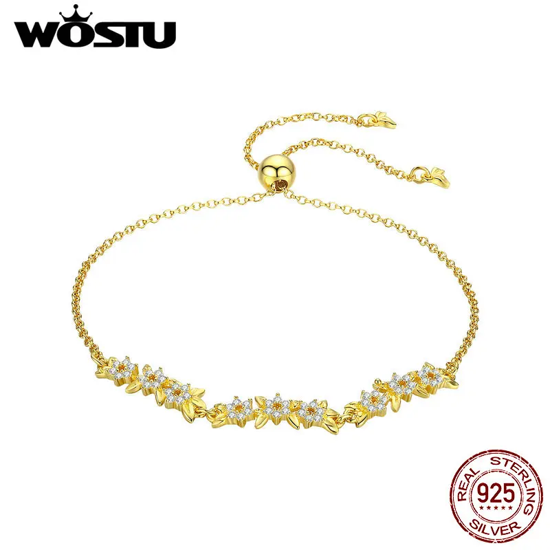 WOSTU,, 925 пробы, серебро,, Оливковый лист, золотые браслеты для женщин, браслеты, свадебные, Обручальные, роскошные ювелирные изделия, подарок CTB009