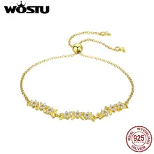 WOSTU,, 925 пробы, серебро,, Оливковый лист, золотые браслеты для женщин, браслеты, свадебные, Обручальные, роскошные ювелирные изделия, подарок CTB009