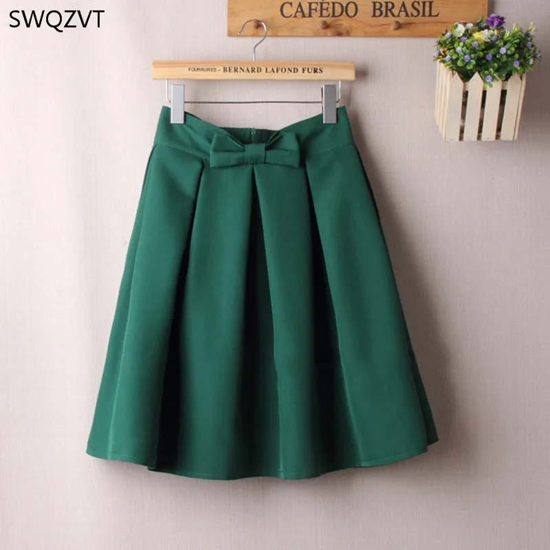 Женская плиссированная юбка Повседневная Однотонная средней длины до колена с