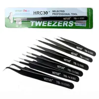 VETUS TS ESD Black Eyelashes Tweezers Anti-static Professional Volumn Eyelash Extension Eyebrow Stainless Steel Makeup Tweezer 1