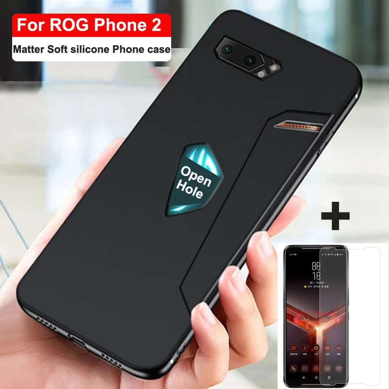 Чехол для Asus ROG Phone II, ТПУ, чехлы для телефонов Asus ROG Phone 2 Phone2 PhoneII, защитная крышка+ пленка из закаленного стекла - Цвет: case with film