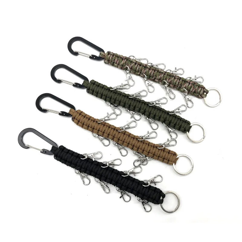 

4mm 550ibs Paracord Keychain Tactical Survival Tool Backpack Buckle EDC Keychain Stainless Steel Carabiner Key Holder