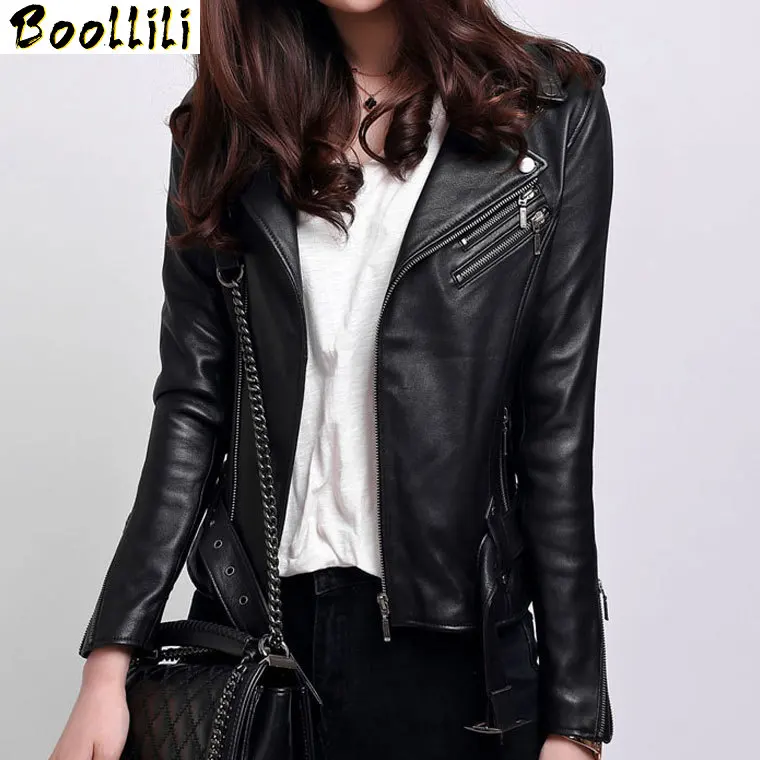 

Boollili Women's Sheepskin Coat Spring Autumn Genuine Leather Jacket Women Casual Motorcycle Jacket Slim Fit 2020