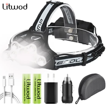 

9pcs Led T6 Powerful Headlamp High Quality Headlight Lamp Bulbs 5000K Lights Usb Rechargeable 18650 Battery Waterproof 40w