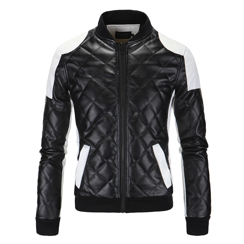 New High Quality PU Leather Jacket Men Fashion Patchwork Motorcycle Leather Jacket Europe America Style 5XL Leather Coat,Y210