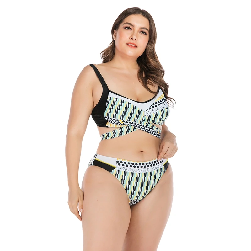 

2019 Summer Women Hight Waist Swimsuit Tankini Swimsuits Women Plus Size Swimwear Printing Bikini Set Push Up Shorts Bikinis