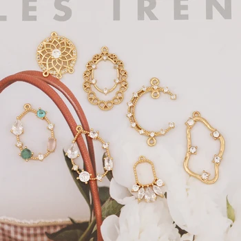 

HAOSAW 4Pcs/Lot Choose/Cooper/Hand Made/Colored Stone/High End Quality/Moon/Genuine Gold Plating Charm/Earring Jewelry