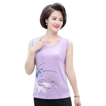 

2020 Casual Soft Women Printed Tanks Vest Top Summer Sleeveless Round Neck Tanks Women High Elastic Big Size Tank Tops