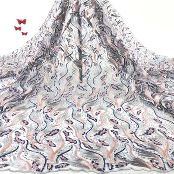 

Madison Red Lace Fabrics for African Partiy Wedding Dressess Embroidered African Fabric with Sequins French Tulle Mesh Lace