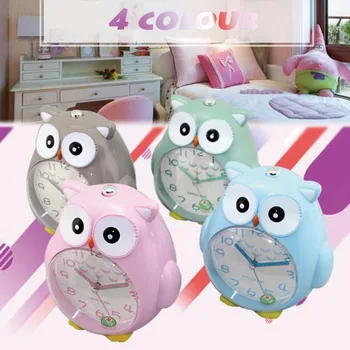 

1PC Creative Lovely Cartoon Owl Alarm Student Children Home Decor Desktop Clock Clock ABS Plastic Material Night Light for