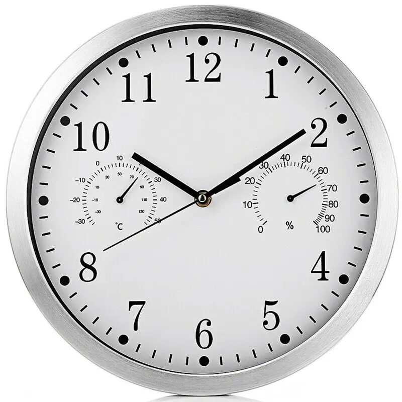 Металлические бесшумные настенные часы, современный дизайн, бесшумные часы, термометр для движения, гигрометр, часы, не тикающие настенные часы, часы Новинка